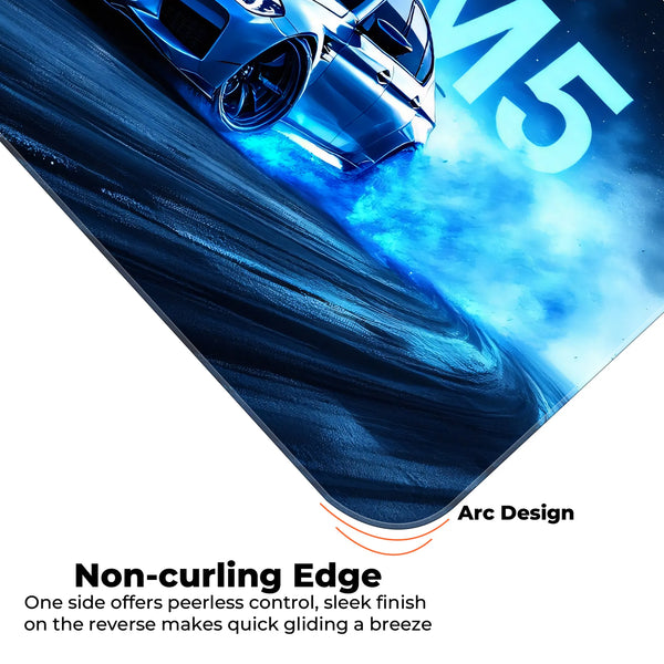 BMW M5 Blue Drift Racing Glow Deskmat