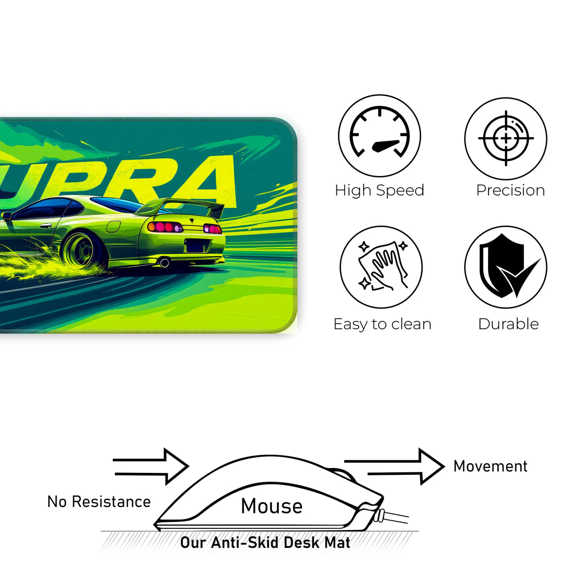 Toyota Supra Green Drift JDM Racing Deskmat