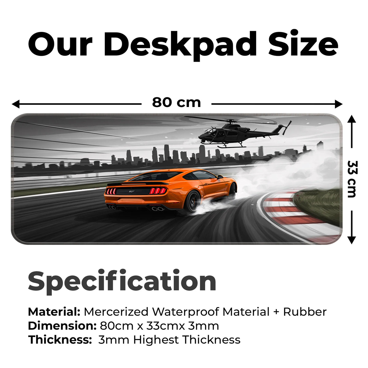 Ford Mustang Drift Action Deskmat – City Chase Edition