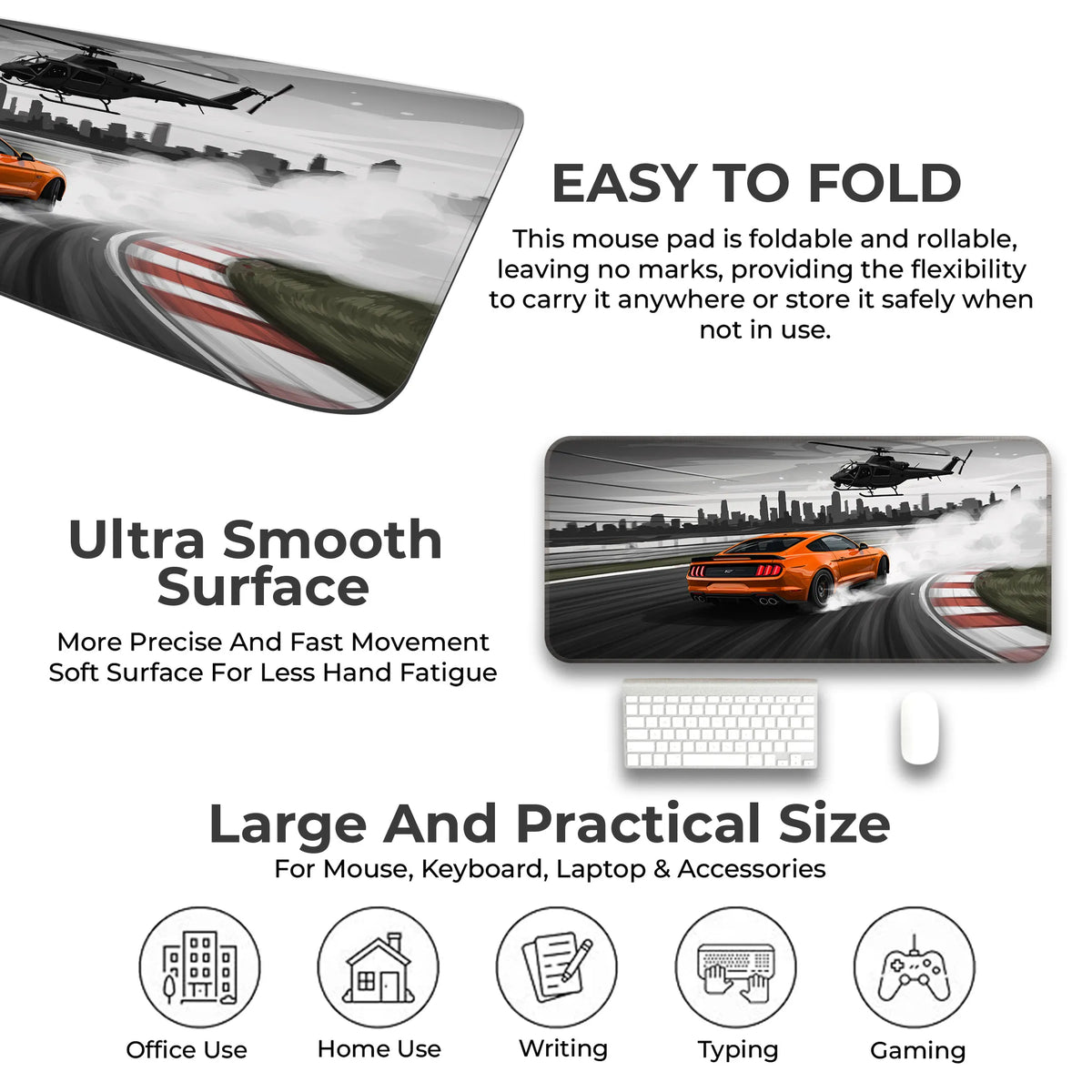 Ford Mustang Drift Action Deskmat – City Chase Edition