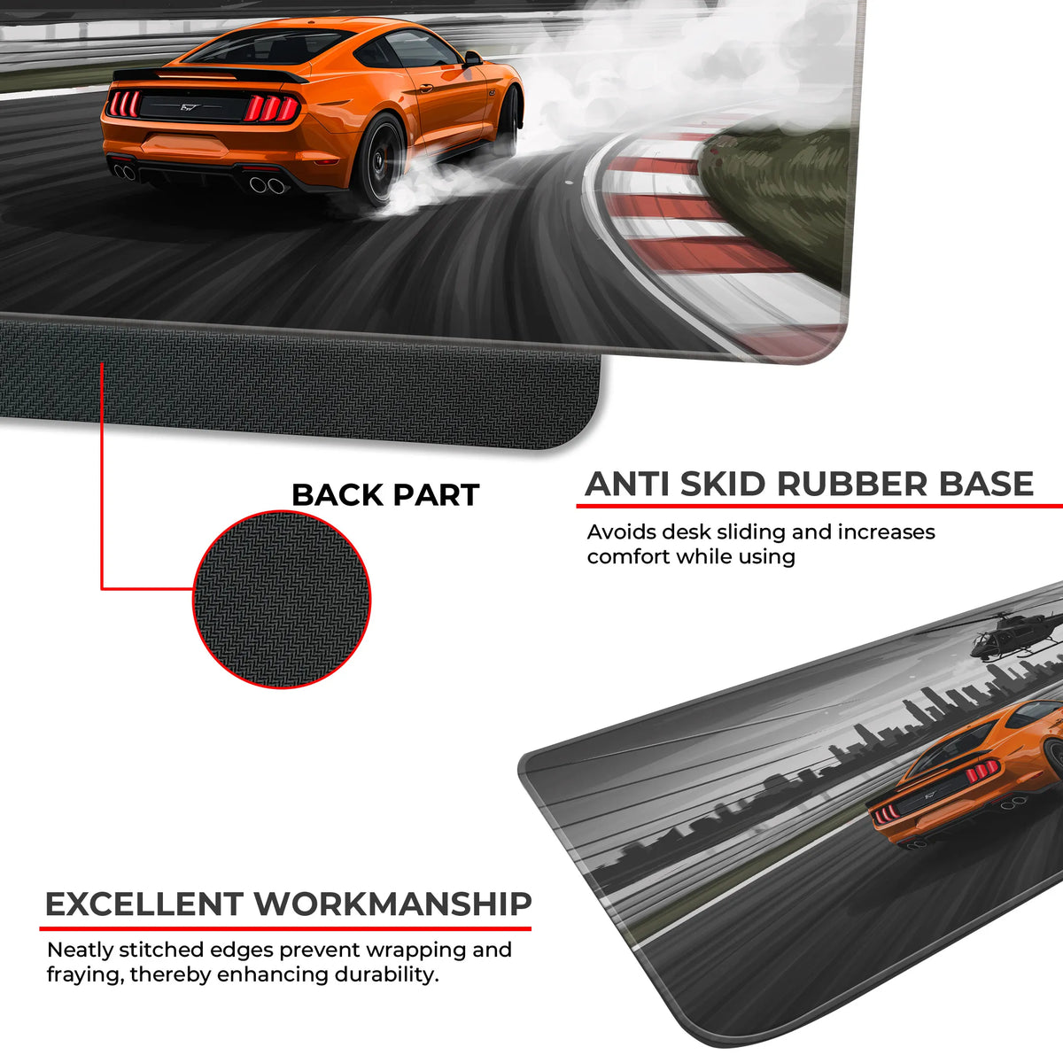 Ford Mustang Drift Action Deskmat – City Chase Edition