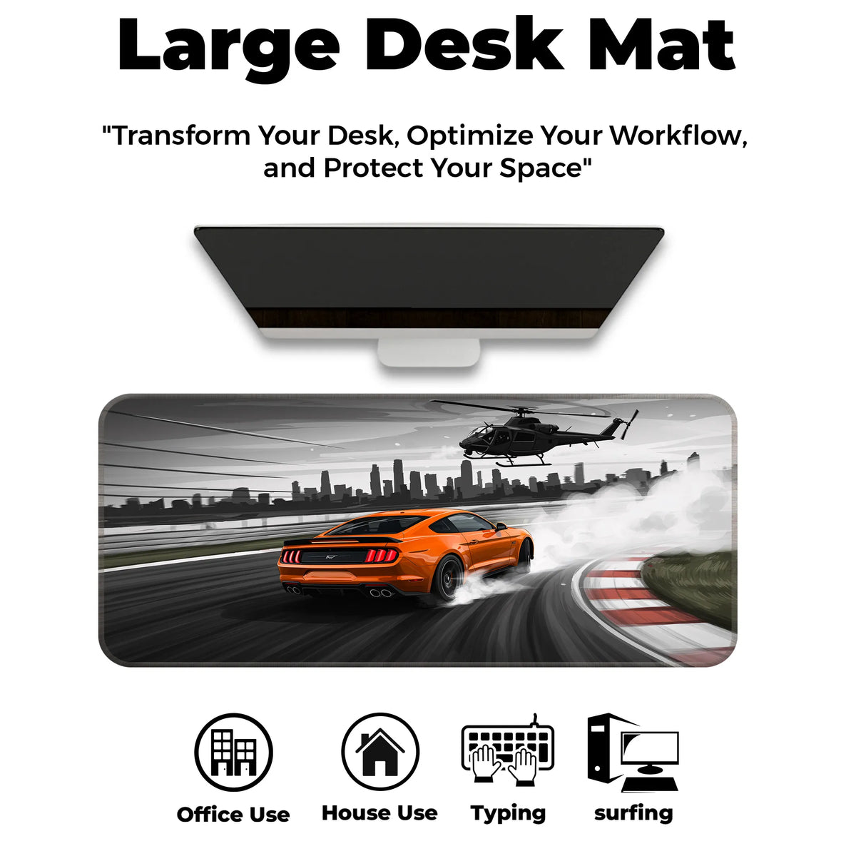 Ford Mustang Drift Action Deskmat – City Chase Edition