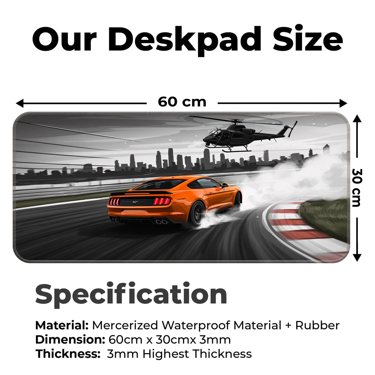 Ford Mustang Drift Action Deskmat – City Chase Edition