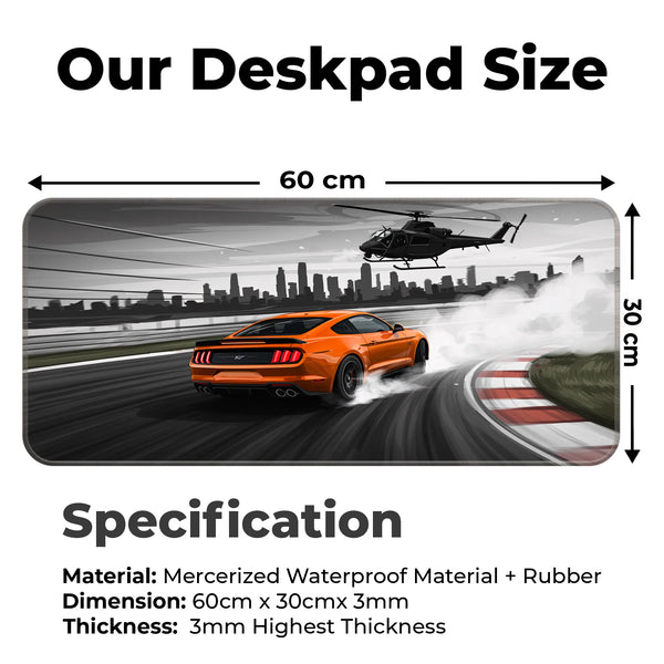 Ford Mustang Drift Action Deskmat – City Chase Edition