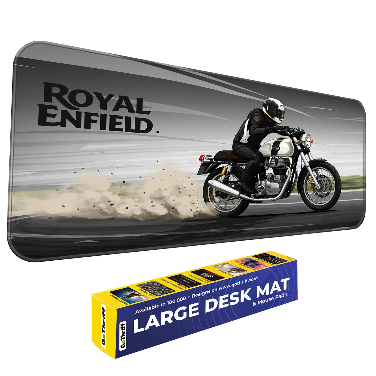 Royal Enfield Classic White Drift Motorcycle Deskmat