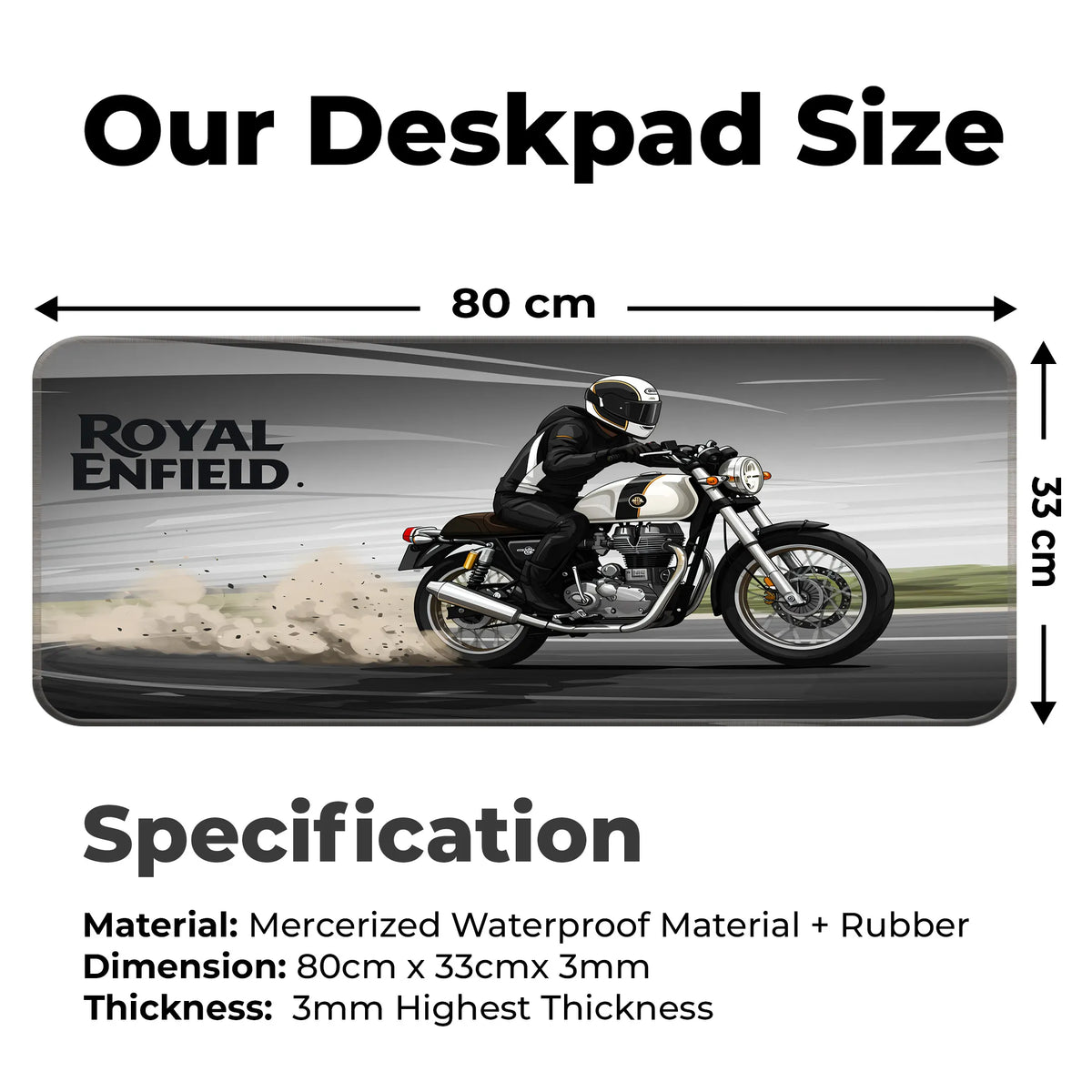 Royal Enfield Classic White Drift Motorcycle Deskmat