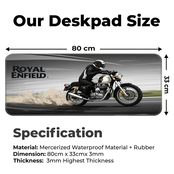 Royal Enfield Classic White Drift Motorcycle Deskmat