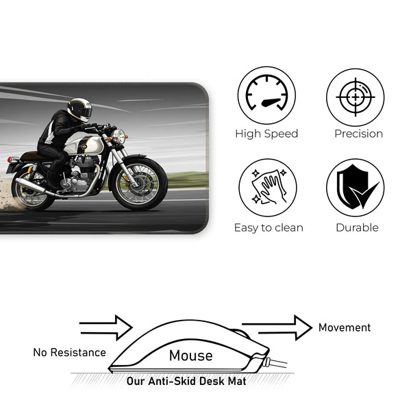 Royal Enfield Classic White Drift Motorcycle Deskmat