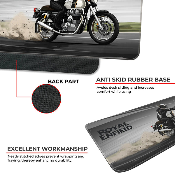 Royal Enfield Classic White Drift Motorcycle Deskmat