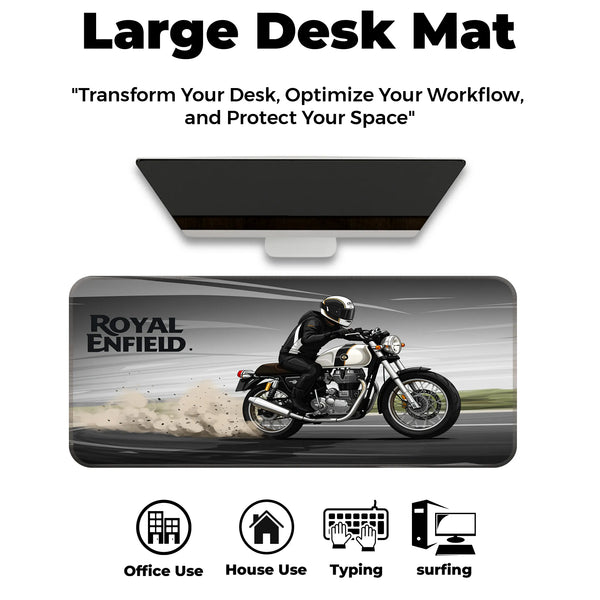 Royal Enfield Classic White Drift Motorcycle Deskmat
