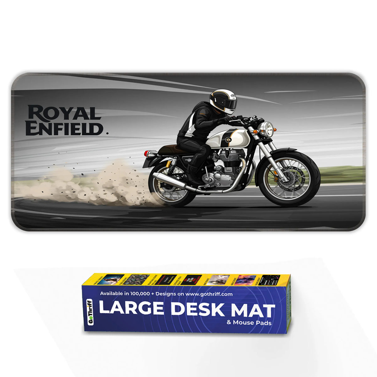 Royal Enfield Classic White Drift Motorcycle Deskmat