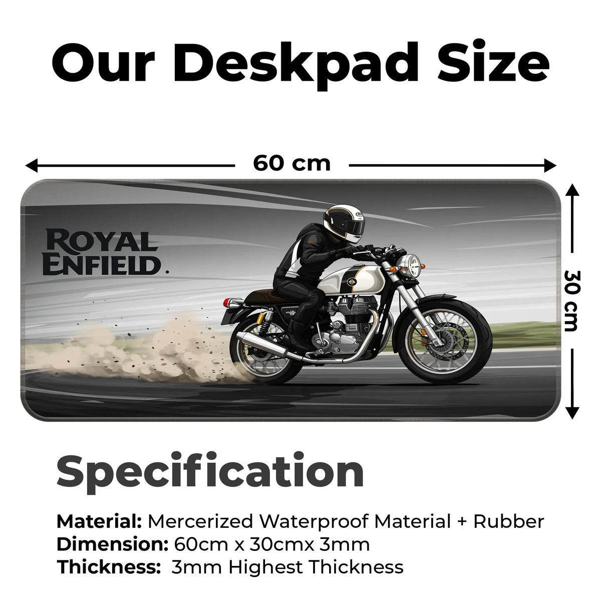 Royal Enfield Classic White Drift Motorcycle Deskmat