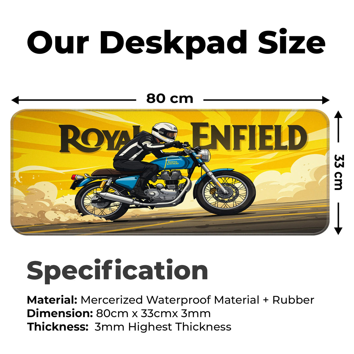 Royal Enfield Classic Blue Motorcycle Retro Deskmat
