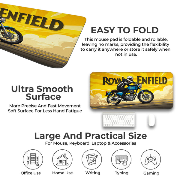 Royal Enfield Classic Blue Motorcycle Retro Deskmat