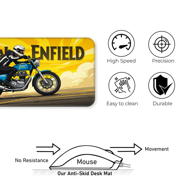 Royal Enfield Classic Blue Motorcycle Retro Deskmat