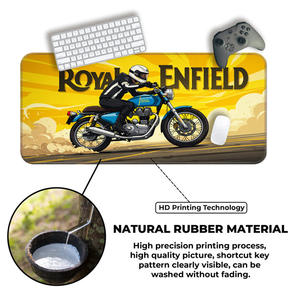 Royal Enfield Classic Blue Motorcycle Retro Deskmat