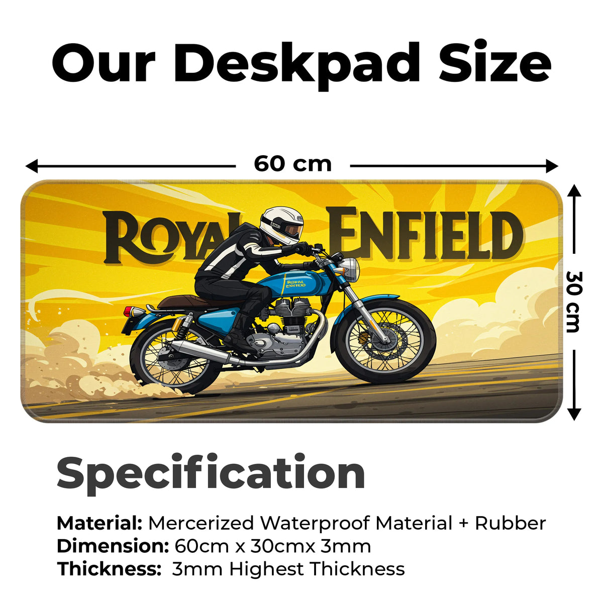 Royal Enfield Classic Blue Motorcycle Retro Deskmat