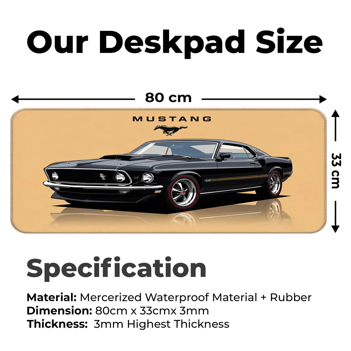 Ford Mustang Classic Black Muscle Car Deskmat