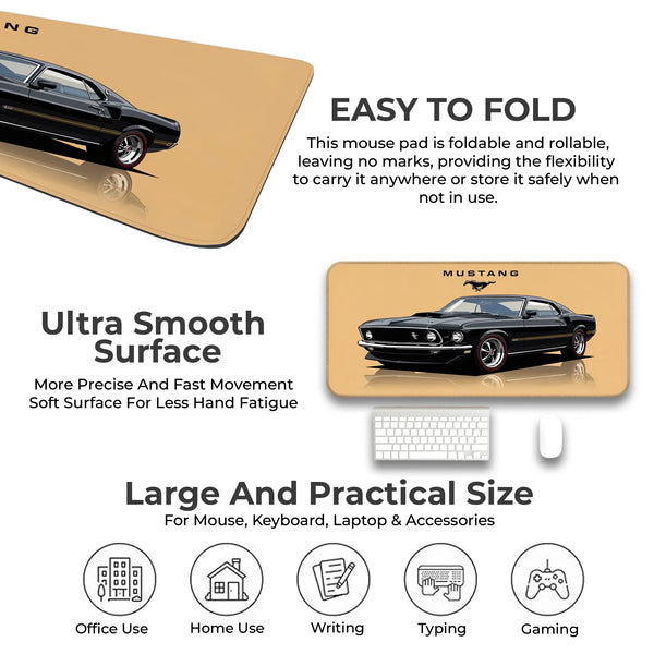 Ford Mustang Classic Black Muscle Car Deskmat