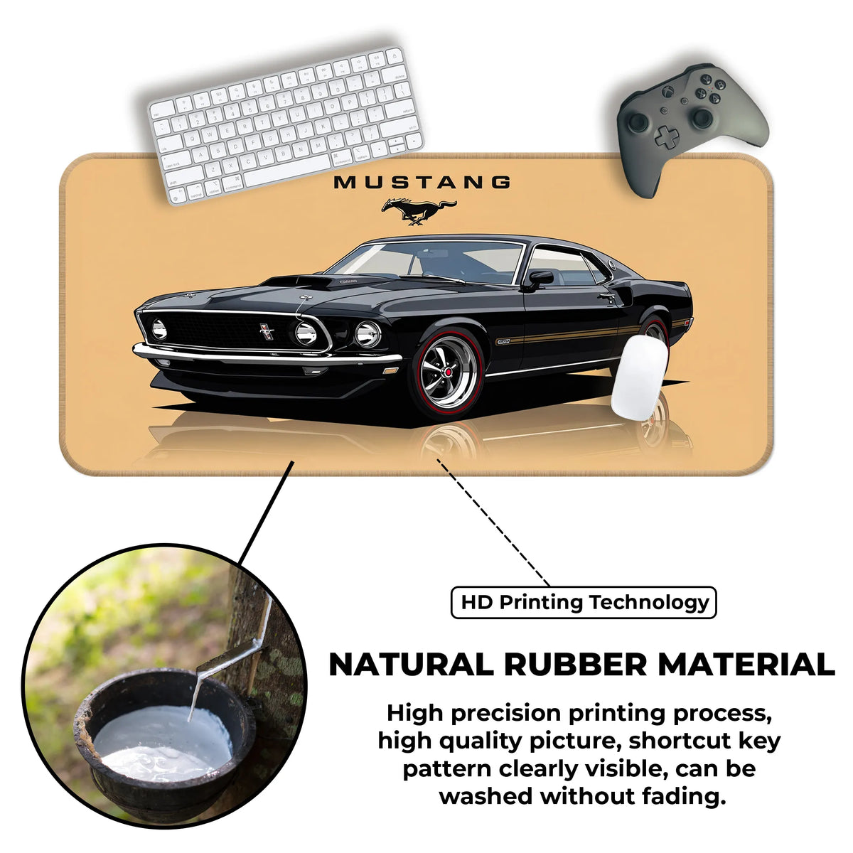 Ford Mustang Classic Black Muscle Car Deskmat