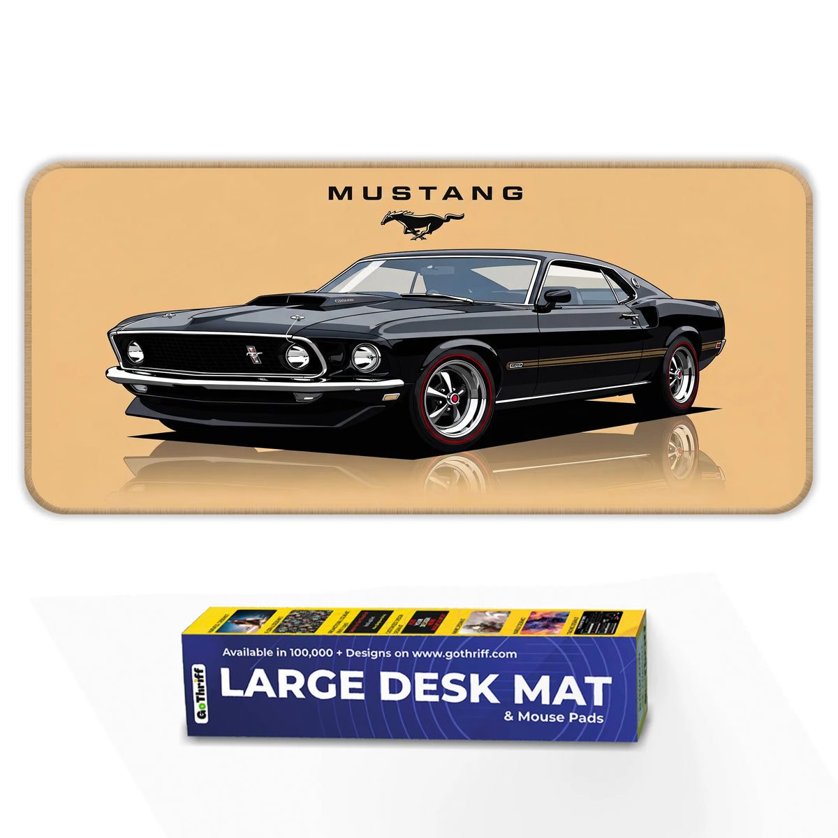 Ford Mustang Classic Black Muscle Car Deskmat