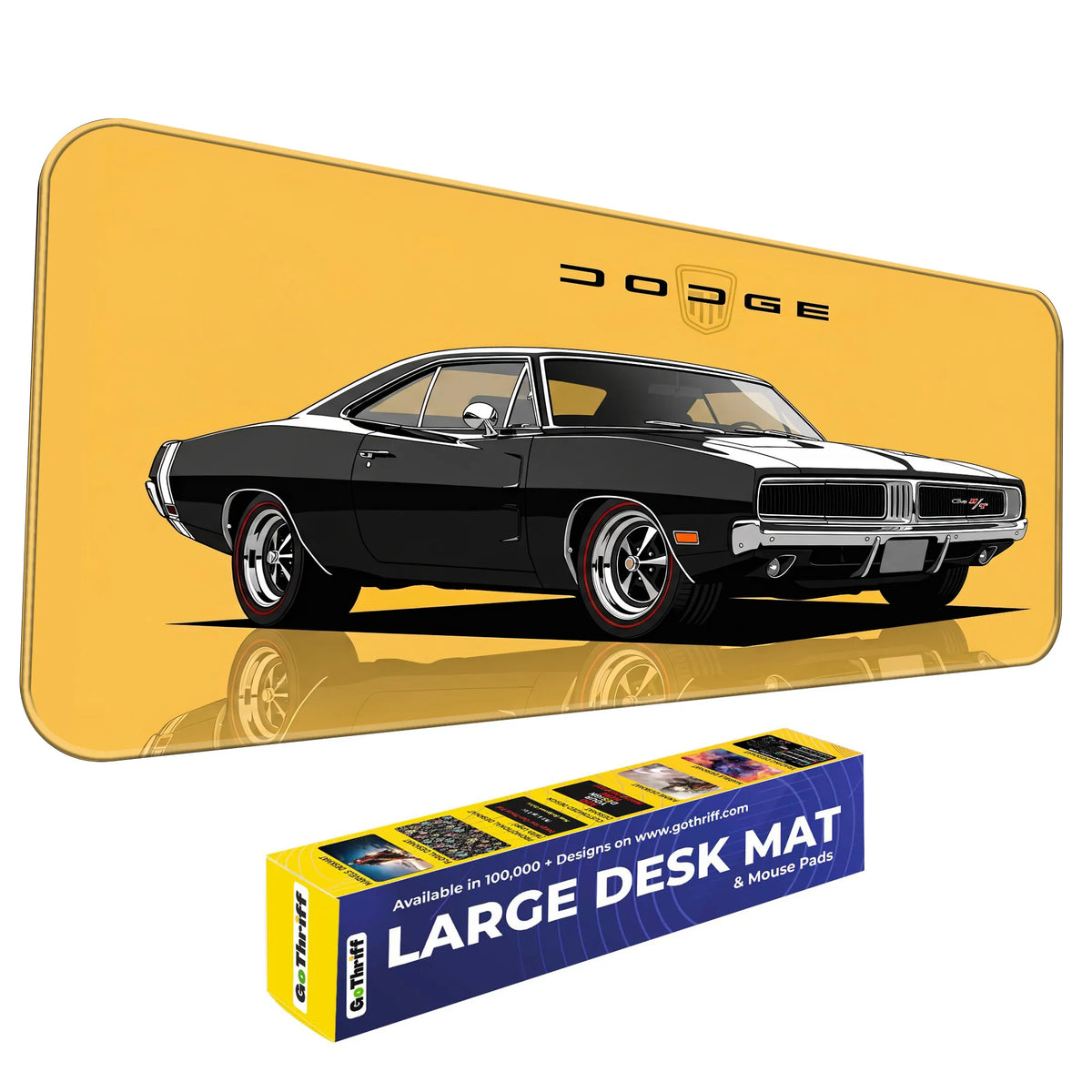 Dodge Charger Classic Black & White Muscle Car Deskmat