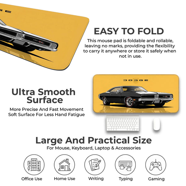 Dodge Charger Classic Black & White Muscle Car Deskmat