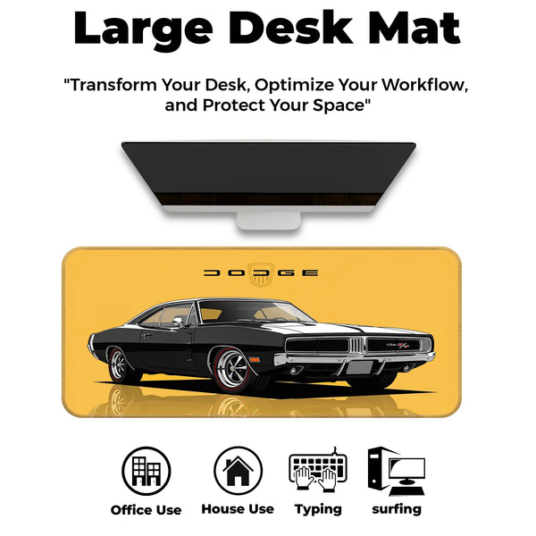 Dodge Charger Classic Black & White Muscle Car Deskmat