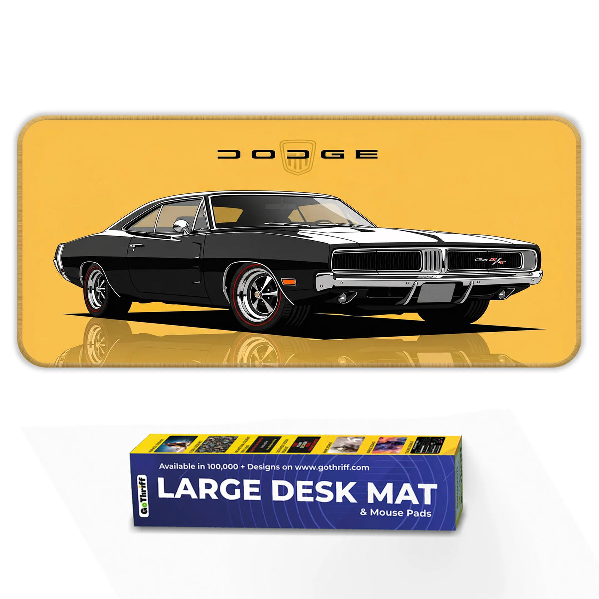 Dodge Charger Classic Black & White Muscle Car Deskmat