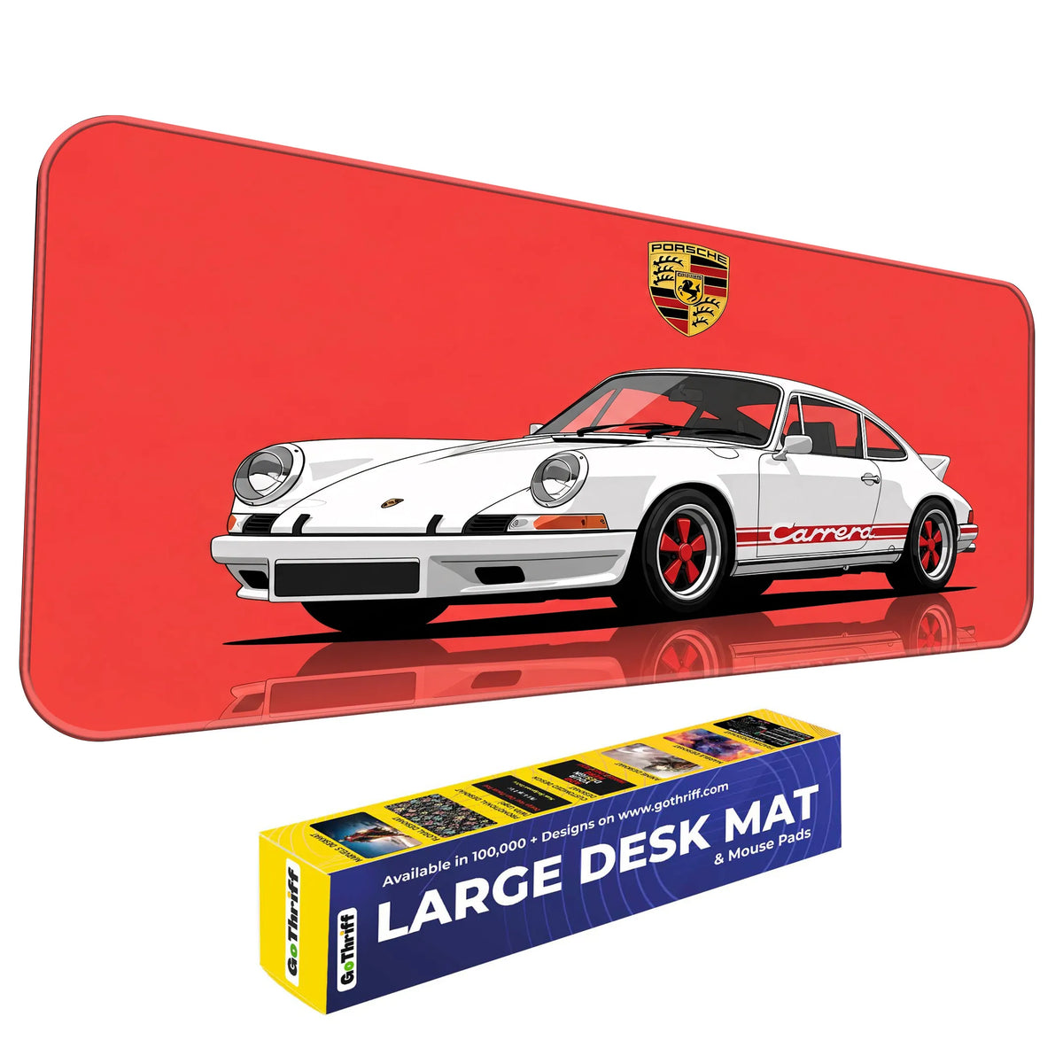 Porsche 911 Carrera Classic White & Red Racing Deskmat
