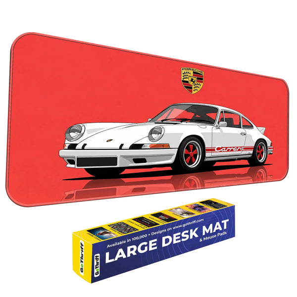 Porsche 911 Carrera Classic White & Red Racing Deskmat