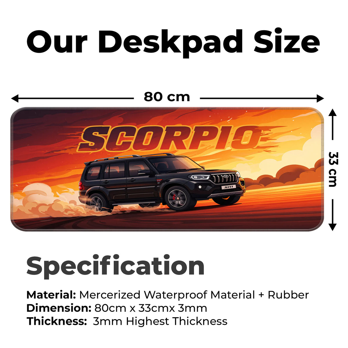 Mahindra Scorpio Black SUV Power Deskmat