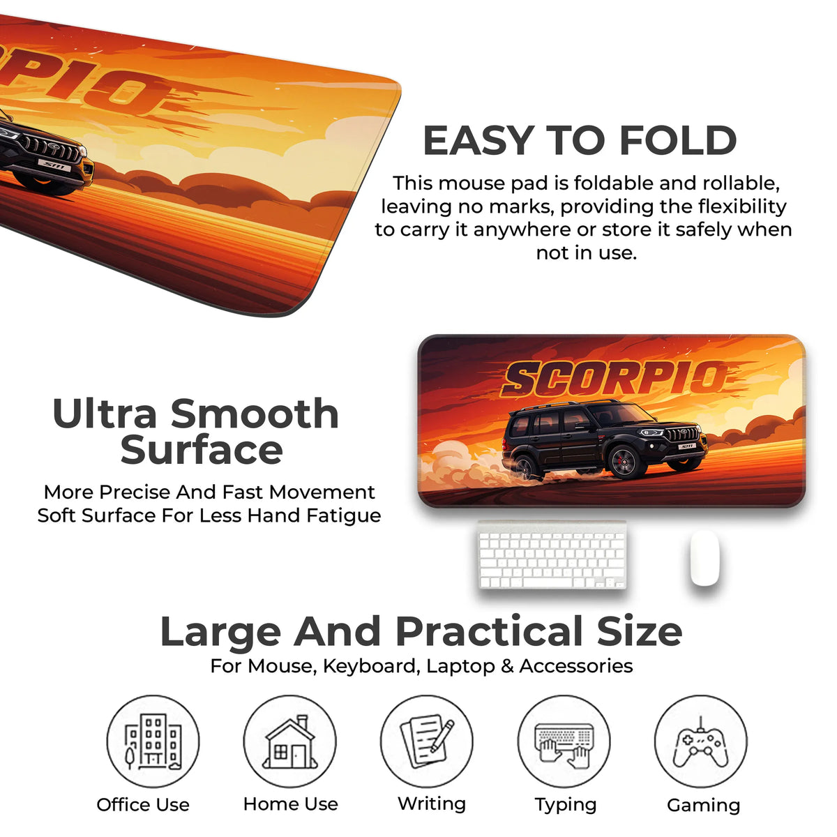 Mahindra Scorpio Black SUV Power Deskmat