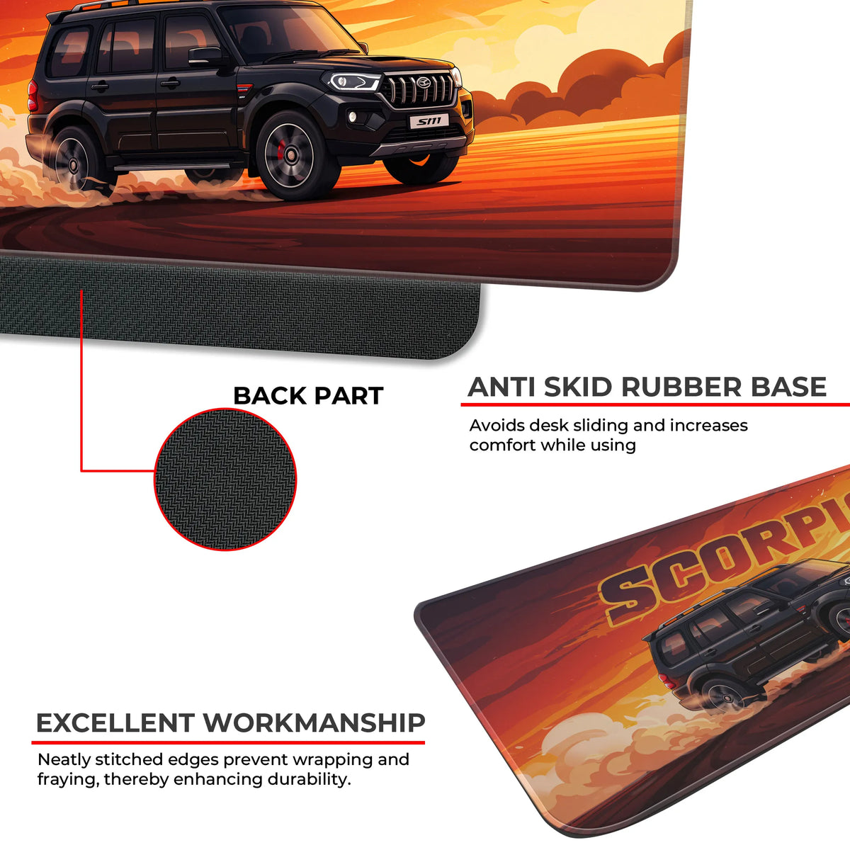 Mahindra Scorpio Black SUV Power Deskmat
