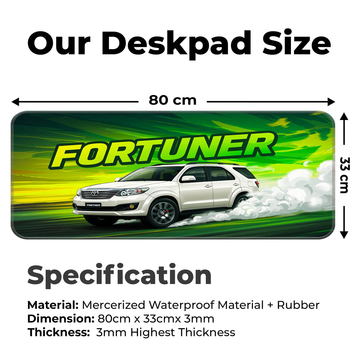 Toyota Fortuner White SUV Deskmat for Car Enthusiasts