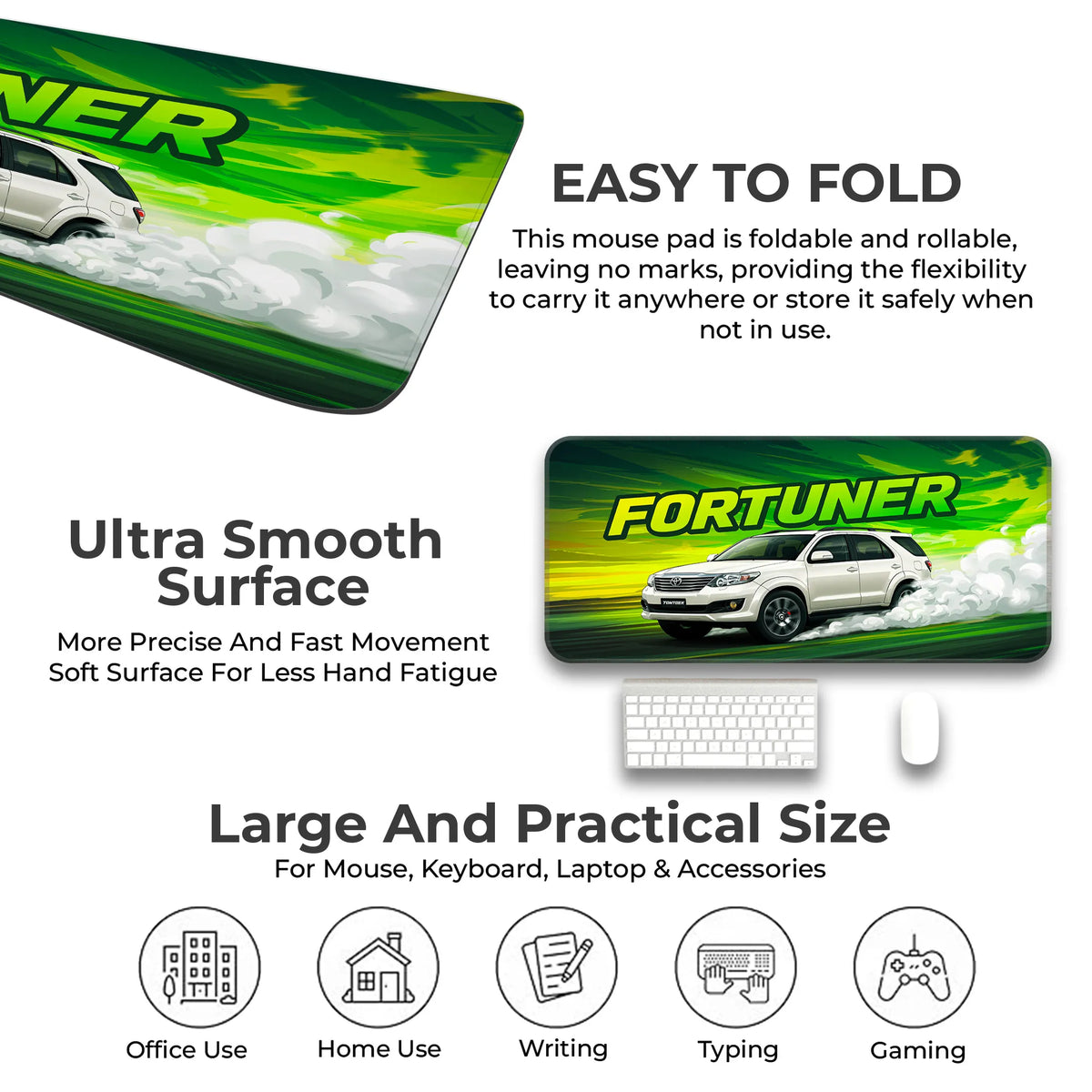 Toyota Fortuner White SUV Deskmat for Car Enthusiasts