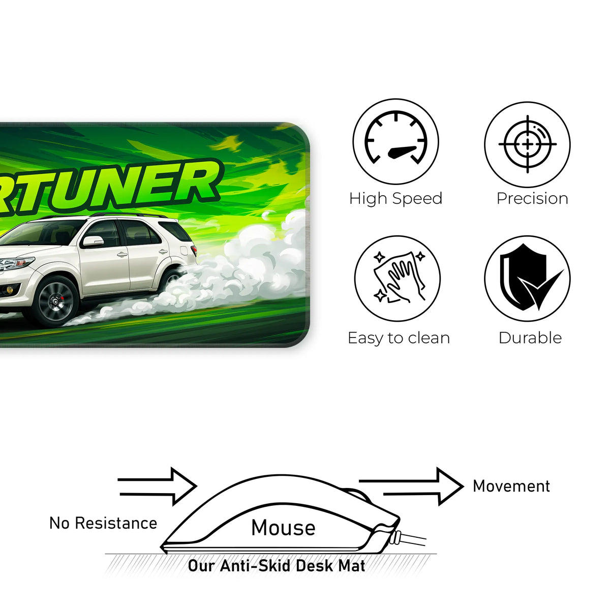 Toyota Fortuner White SUV Deskmat for Car Enthusiasts
