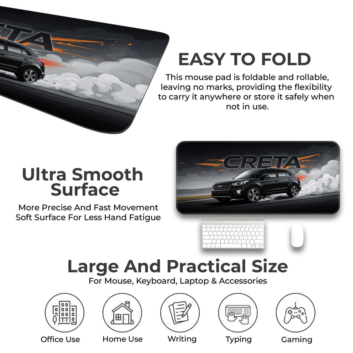 Hyundai Creta Black SUV Modern Deskmat