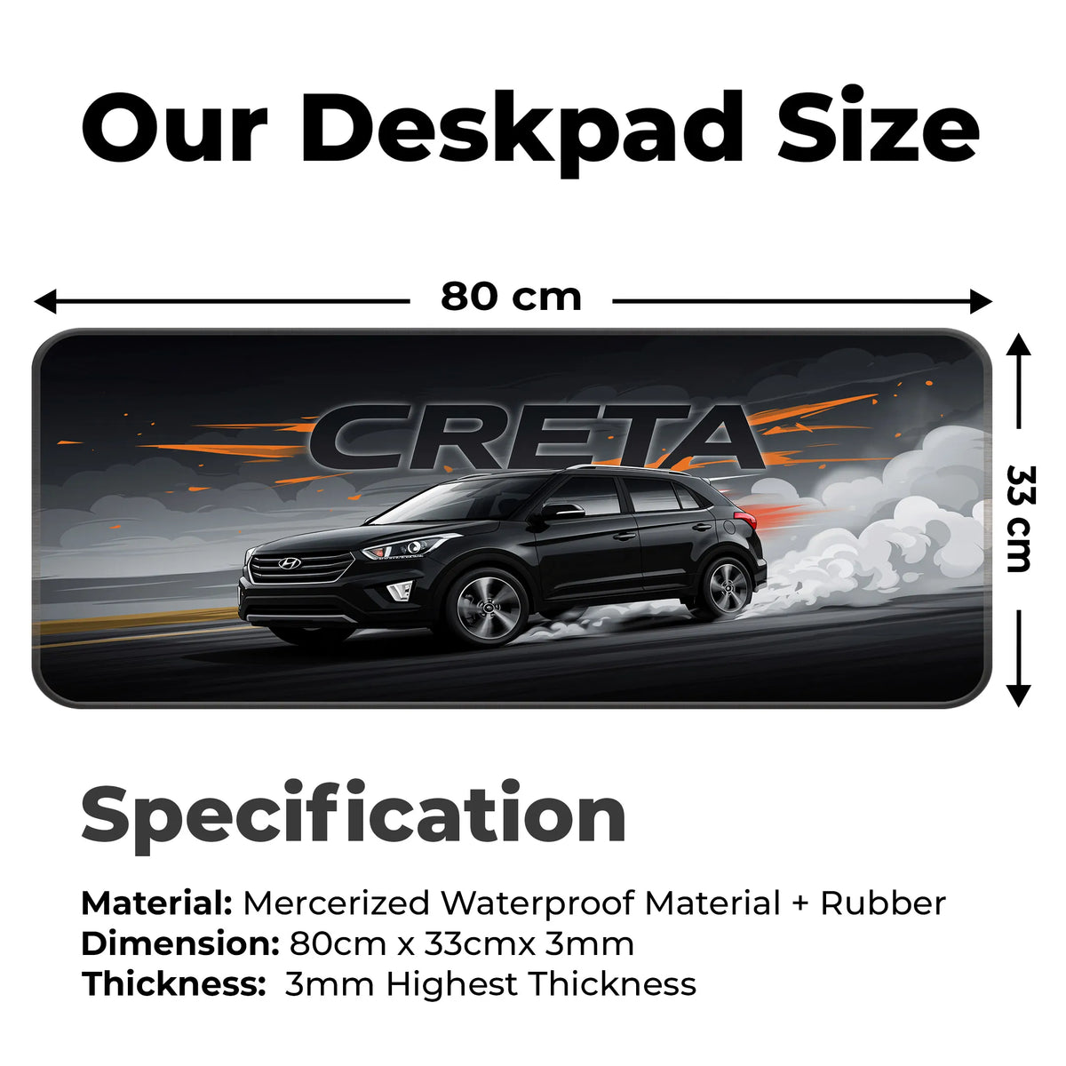 Hyundai Creta Black SUV Modern Deskmat