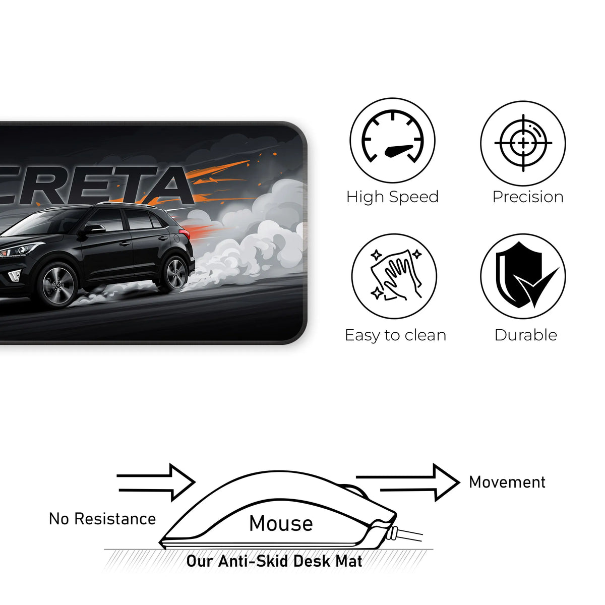 Hyundai Creta Black SUV Modern Deskmat