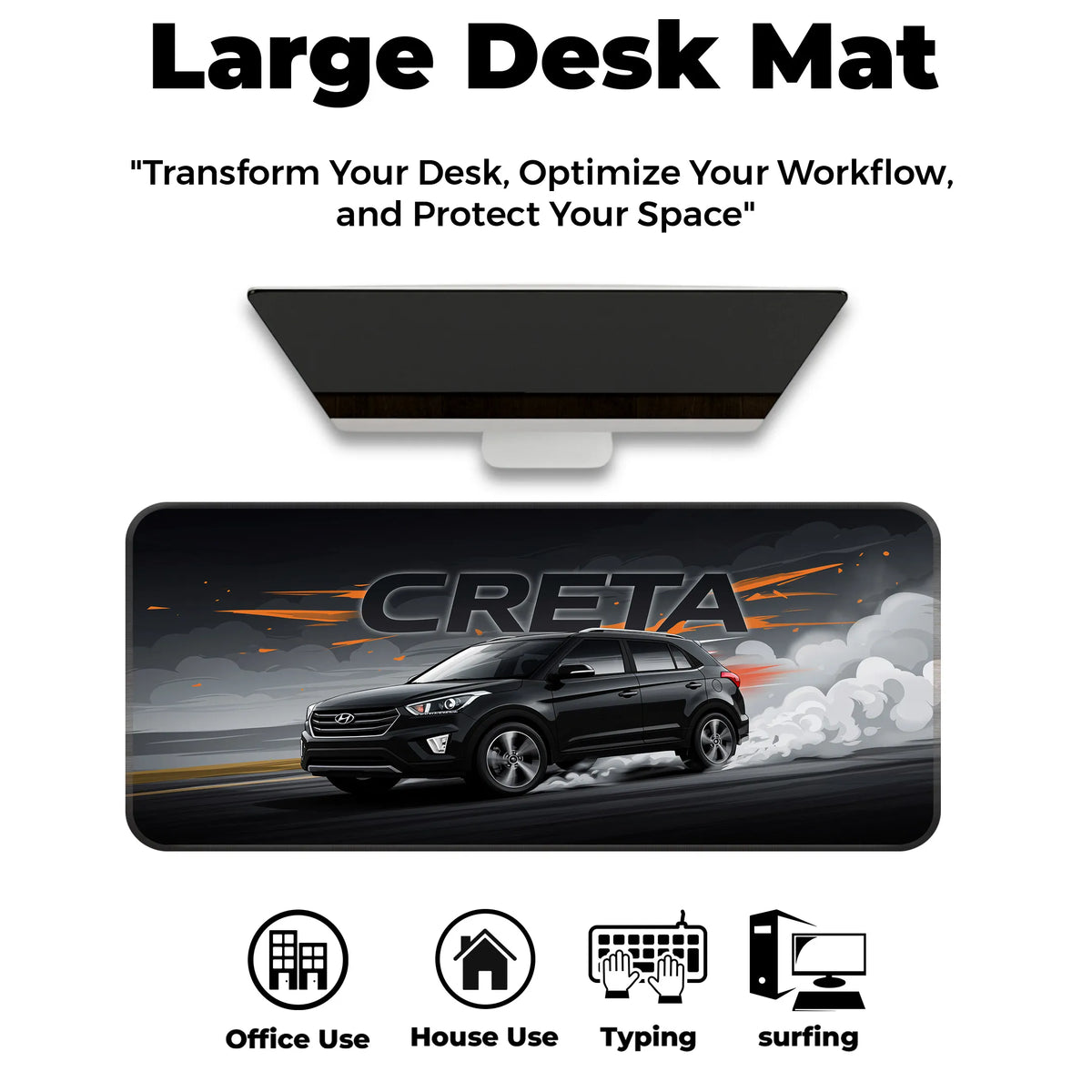 Hyundai Creta Black SUV Modern Deskmat
