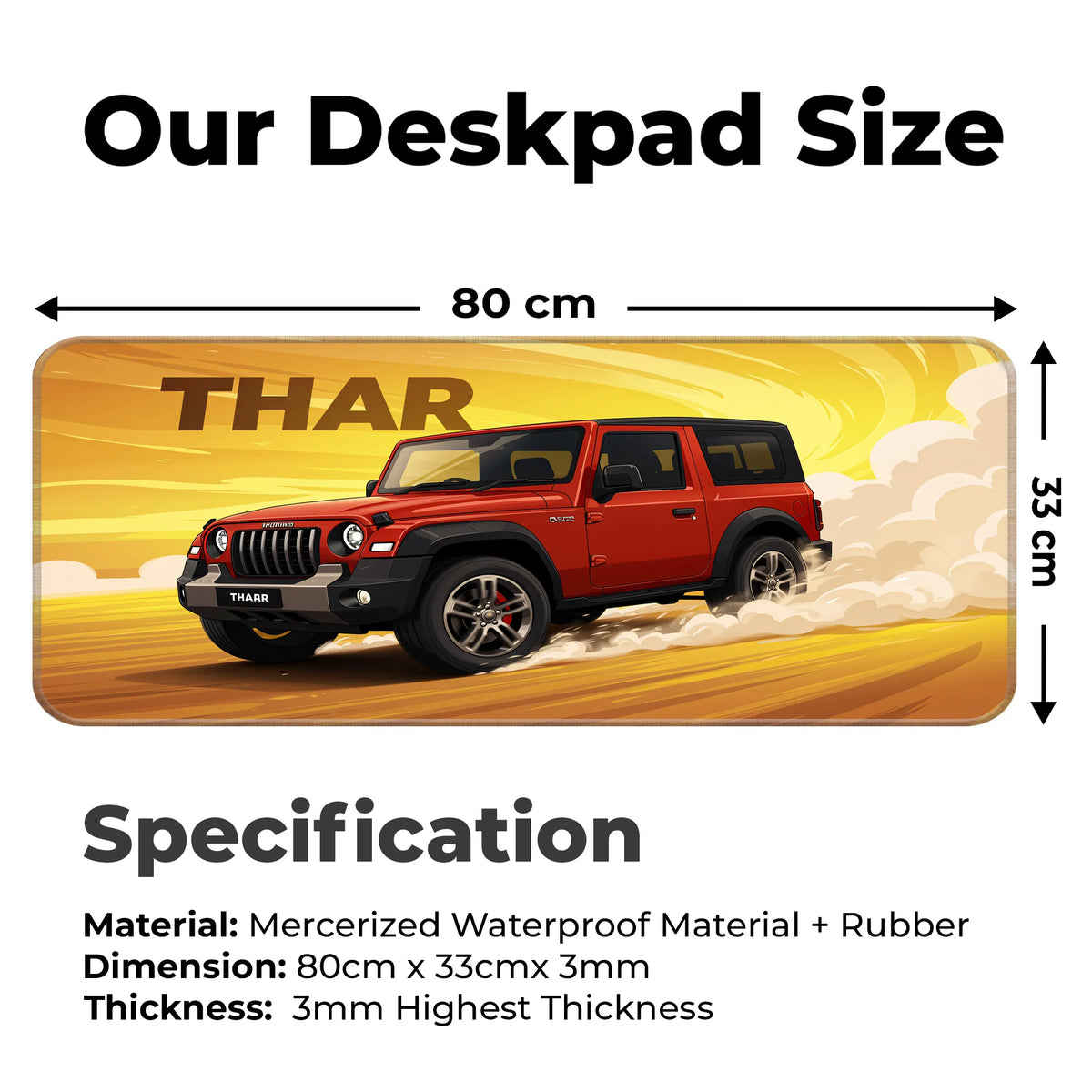 Mahindra Thar Red Offroad SUV Deskmat