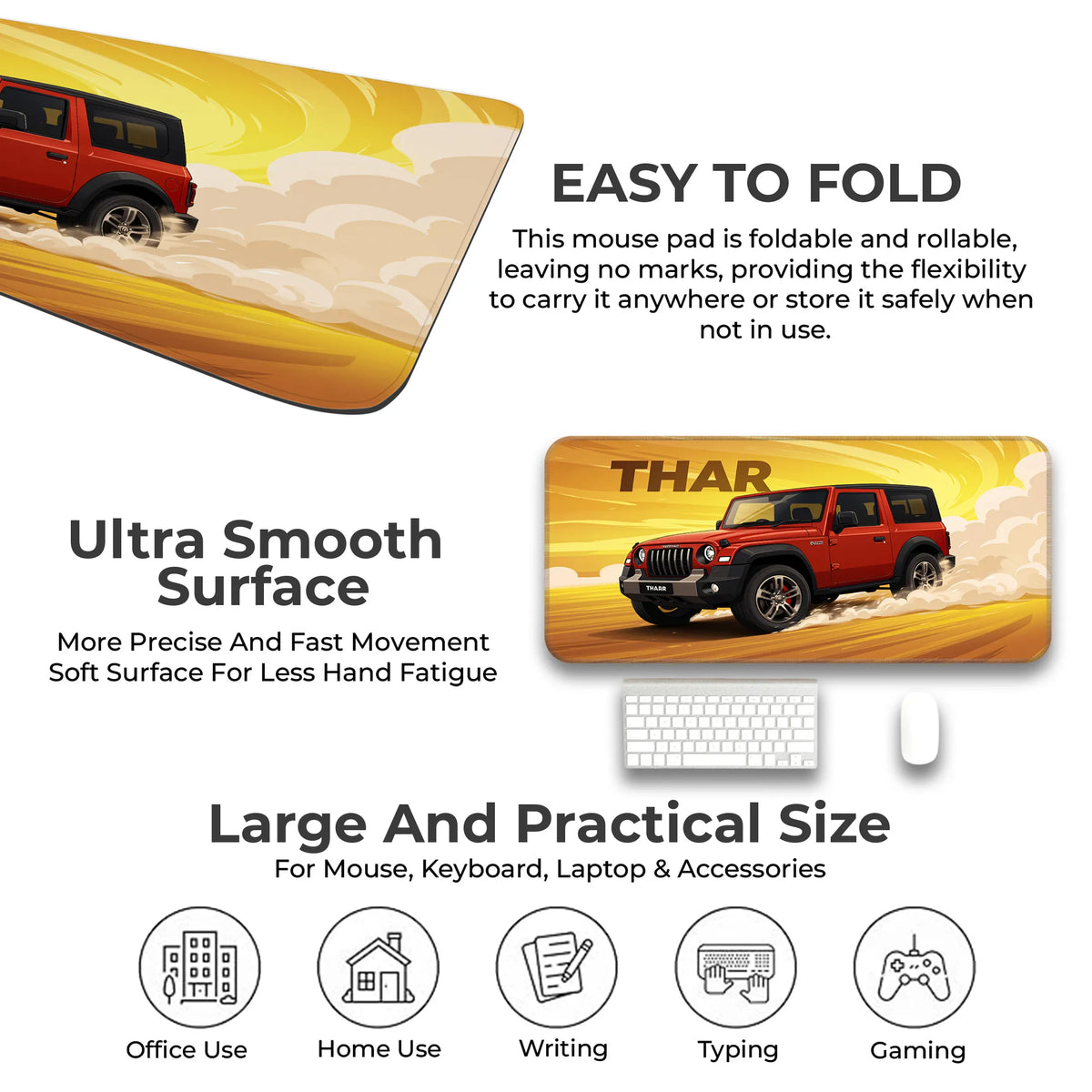 Mahindra Thar Red Offroad SUV Deskmat