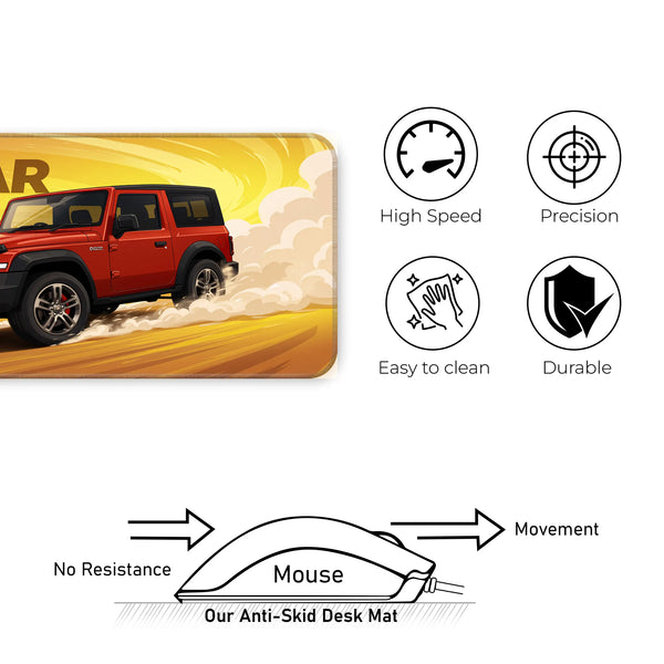 Mahindra Thar Red Offroad SUV Deskmat