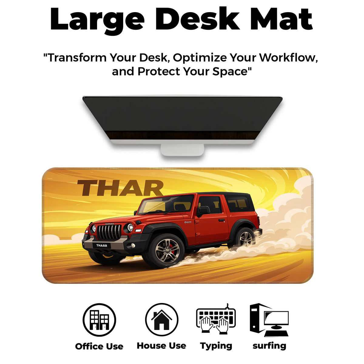 Mahindra Thar Red Offroad SUV Deskmat