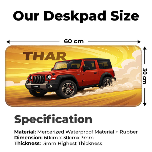 Mahindra Thar Red Offroad SUV Deskmat