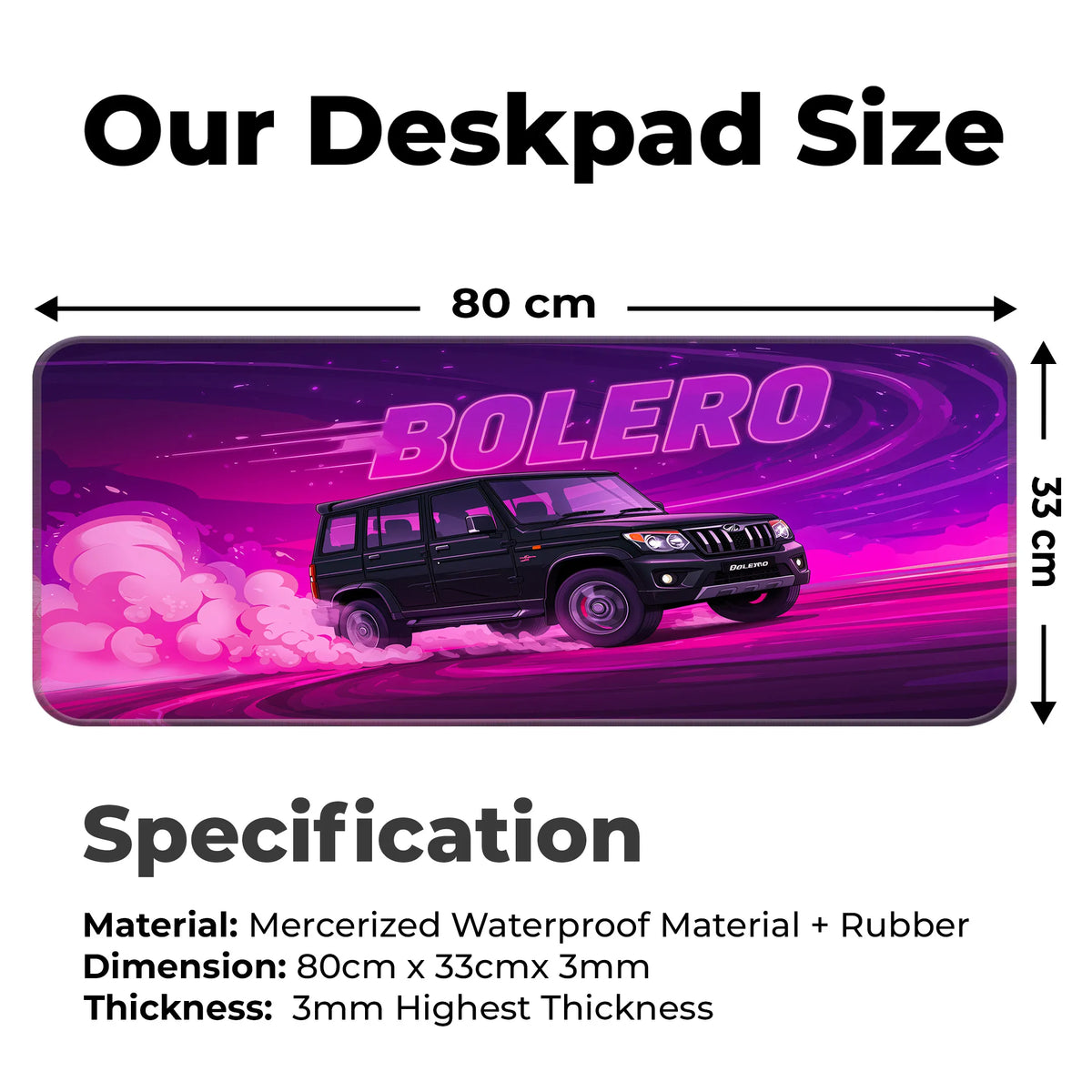 Mahindra Bolero Black SUV Deskmat