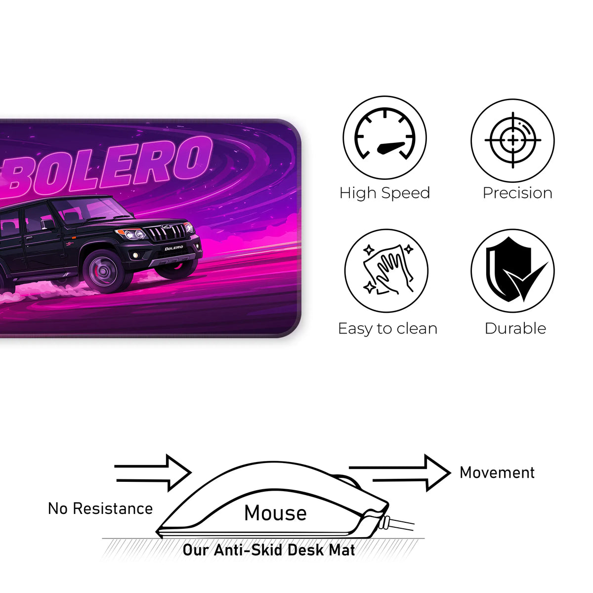 Mahindra Bolero Black SUV Deskmat