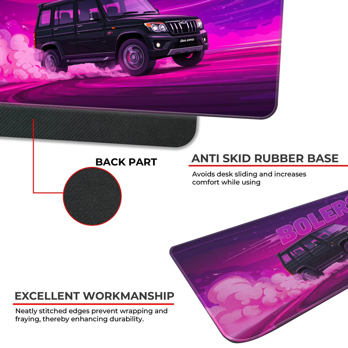 Mahindra Bolero Black SUV Deskmat