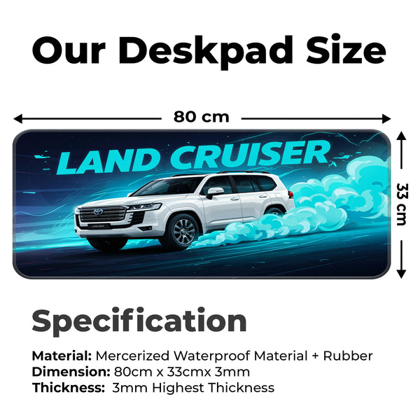 Toyota Land Cruiser White Premium SUV Deskmat